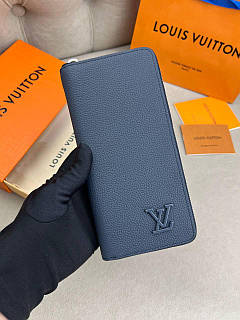 Чоловічий гаманець Louis Vuitton Horizontal Aerogram Blue синій гаманець на блискавці якість преміум