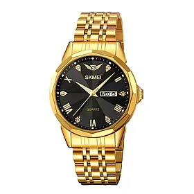 Чоловічий годинник з індикацією дати та дня тижня Skmei 2291GDBK Gold-Black