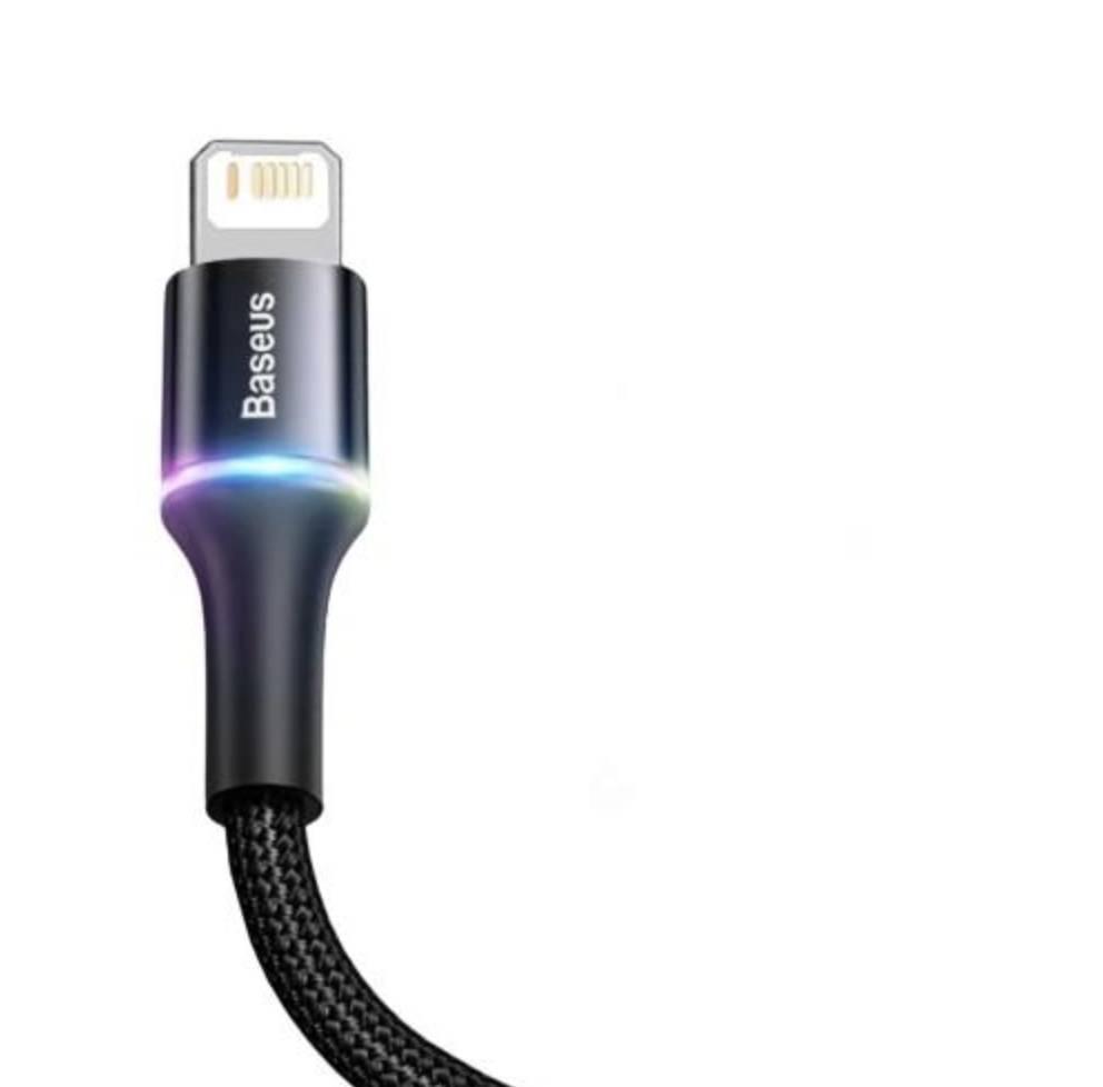 Заряджання USB-кабель BASEUS для синхронізації та заряджання iPhone Apple Lightning з led-підсвіткою 1 м Чорний