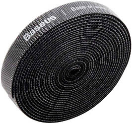 Фіксатор хомут стрічка BASEUS стяжка липучка для фіксації дротів 5 м Чорний