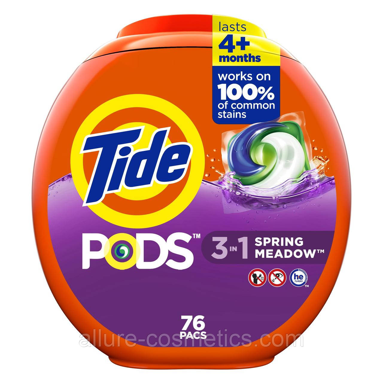 Капсули для прання Tide Spring Meadow 3 in 1 Pods 76 шт. для холодної води (США)