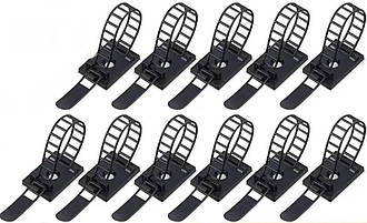 Органайзер Фіксатор кабелю тримач Choice для дроту самоклейний стяжка 50 шт XS Чорний