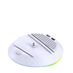 Вертикальний стенд BebonCool для Sony PlayStation PS5 Slim з RGB-підсвіткою і 2 USB Hub Білий