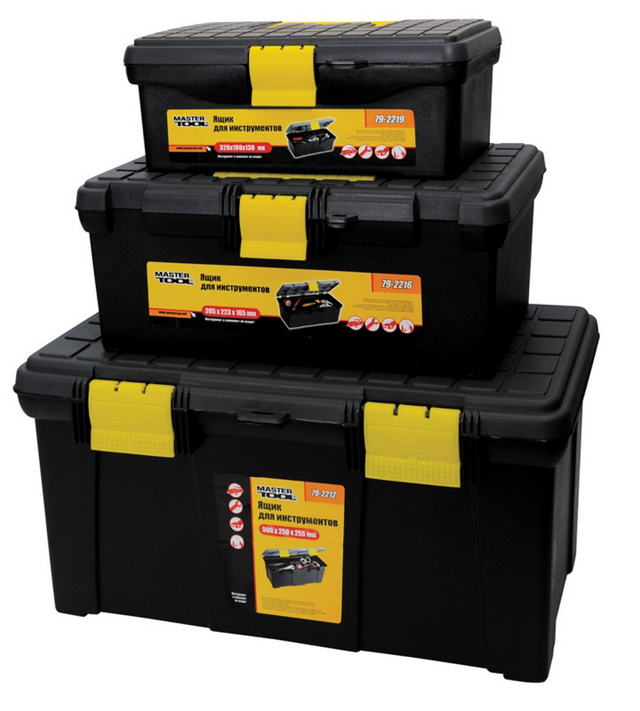 Скрині для інструментів комплект 3 шт з пластиковими замками 12.5"/16"/19.5" (79-2219/2216/2212)