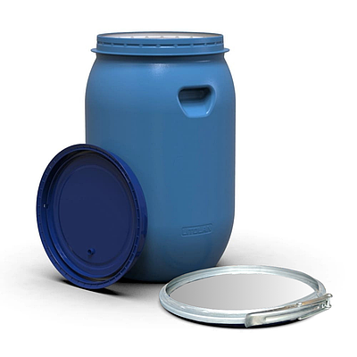 Пластикова бочка Litolan 65л з металевим хомутом