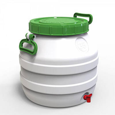 Бідон Євро Пласт 35л харчовий з пластиковим краном зелена кришка