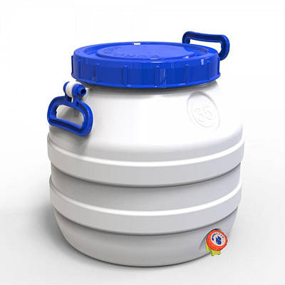 Бідон Євро Пласт 35 л харчовий з вентильним краном синя кришка