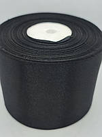 Стрічка атласна 75 мм чорна