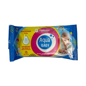 Серветки вологі дитячі Aqua Baby з вітамінами15 шт.