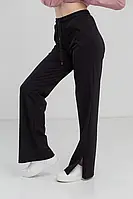 Штани Aksan жіночі спортивні двонитка палаццо прямі розріз 40 чорні