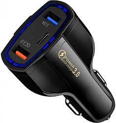 Зарядний пристрій автомобільний Xiamen 2 USB Type-C PD35W QC 3.0 Black (050553)