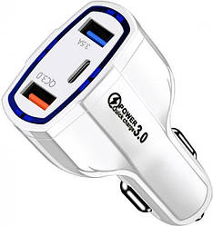 Зарядний пристрій автомобільний Xiamen 2 USB Type-C PD35W QC 3.0 White (050554)