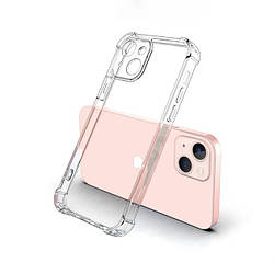 Силіконовий протиударний чохол панель + скло 9Н на Iphone 14 прозорий Case (5455441442)