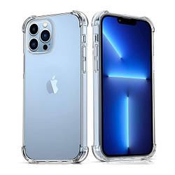 Силіконовий протиударний чохол панель + скло 9Н на Iphone 13 pro прозорий Case (545645646)