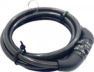 Замок велосипедний Xiamen 12 мм x 1 м кодовий з кріпленням Чорний (050606)