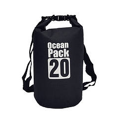 Водонепроникна сумка рюкзак гермомішок зі шлейкою на плече Ocean Pack 20 л Black (553582159)