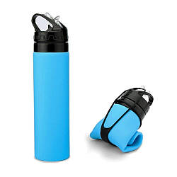 Складана силіконова пляшка FDA для води 600 мл Синій (226672)