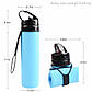 Складана силіконова пляшка FDA для води 600 мл Синій (226672), фото 5