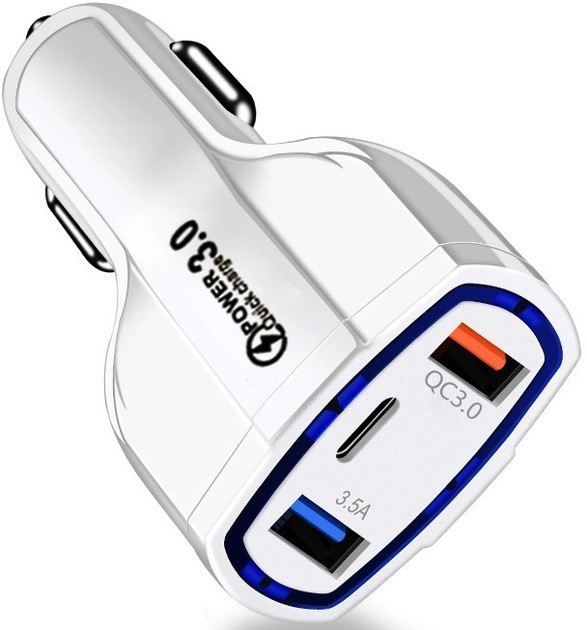 Автомобільний зарядний пристрій CWa 2 USB Type-C PD35W QC 3.0 White (44050554)