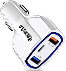 Автомобільний зарядний пристрій CWa 2 USB Type-C PD35W QC 3.0 White (44050554)