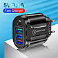 Мережевий зарядний пристрій Mirrow 3 USB Type-C Super Charge/Quick Charge 3.0 5V/2.4A Black (355621451), фото 6