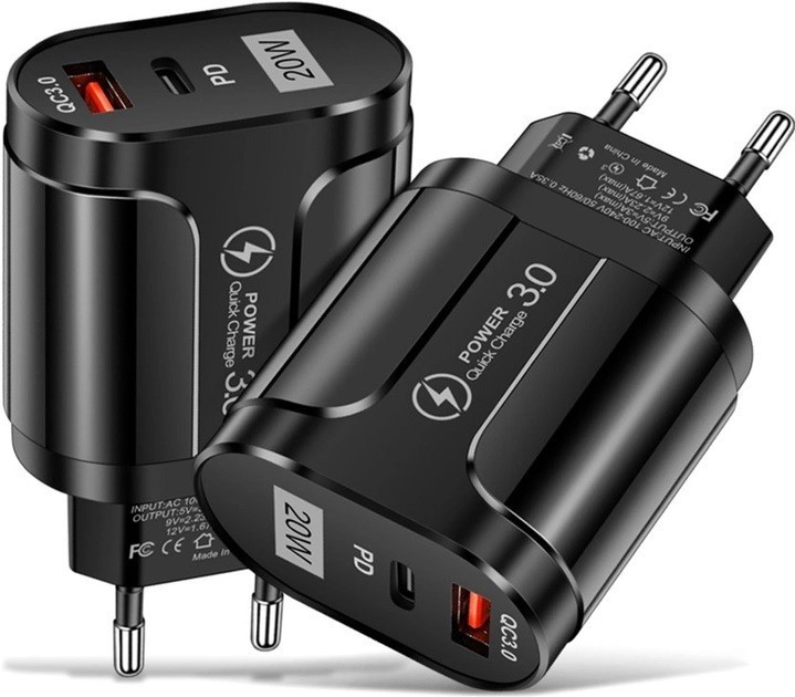 Мережевий зарядний пристрій Mirrow USB Type-C Super Charge/Quick Charge 3.0 PD 20 W Black (366589741)