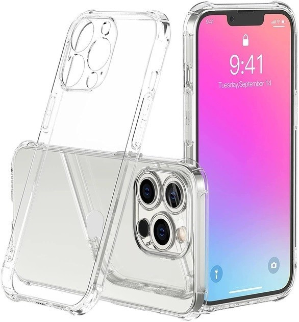 Силіконовий протиударний чохол панель Case + скло 9Н на Iphone 15 Pro Max із захистом камери прозорий