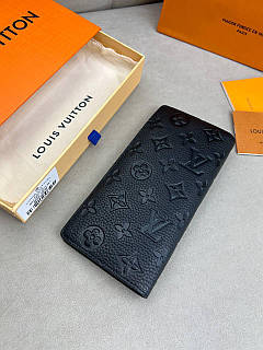 Чоловічий гаманець Louis Vuitton Brazza Monogram органайзер чорний гаманець на блискавці якість преміум