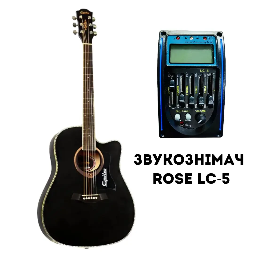 Електроакустична гітара Equites EQ901C BК 41 + П'єзодатчик Rose LC-5