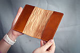 Обкладинка для паспорта жіноча шкіряна руда з тисненням Колоски пшениці, фото 4