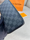 Гаманець чоловічий сірий Louis Vuitton Zippy Damier Graphite органайзер гаманець на блискавці якість преміум, фото 5