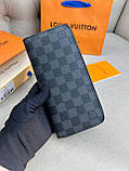 Гаманець чоловічий сірий Louis Vuitton Zippy Damier Graphite органайзер гаманець на блискавці якість преміум, фото 2