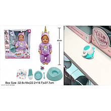 BL241J Лялька п'є-пілет, горщик, підгузок, посуд, пляшечка, соска-музика, світло, батарейки таблетки,