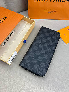 Гаманець чоловічий сірий Louis Vuitton Zippy Damier Graphite органайзер гаманець на блискавці якість преміум
