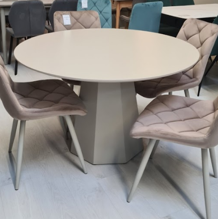 Стіл круглий поліуретановий МДФ TМ-200-1 Vetro, колір теплий пісок