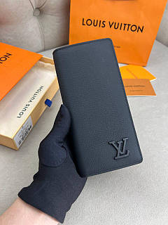 Гаманець чоловічий чорний Louis Vuitton Brazza Aerogram Black органайзер гаманець на блискавці якість преміум