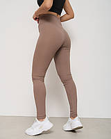 Лосини жіночі в рубчик, спортивні бежеві лосини для жінок, спортивні бежеві лосини для жінок