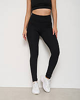 Зручні лосини жіночі чорні, однотонні в рубчик. Лосини для жінок спортивні