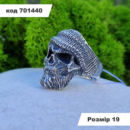 Чоловічий масивний срібний перстень із черепом 925° проби та чорнінням, фото 1