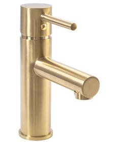 Змішувач для раковини (умивальника) REA TESS BRUSHED GOLD золотий матовий низький