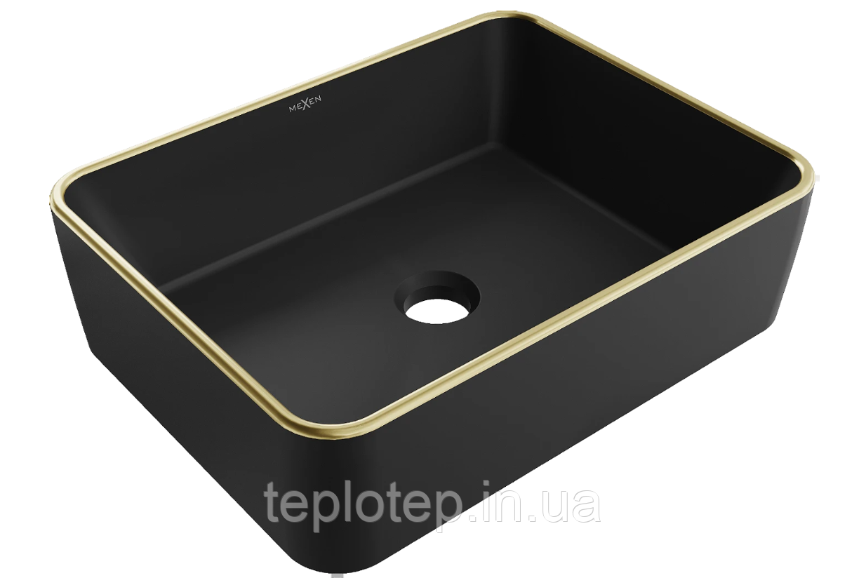Умивальник (раковина) MEXEN CATIA BLACK MATT GOLD EDGE накладний