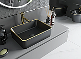 Умивальник (раковина) MEXEN CATIA BLACK MATT GOLD EDGE накладний, фото 3