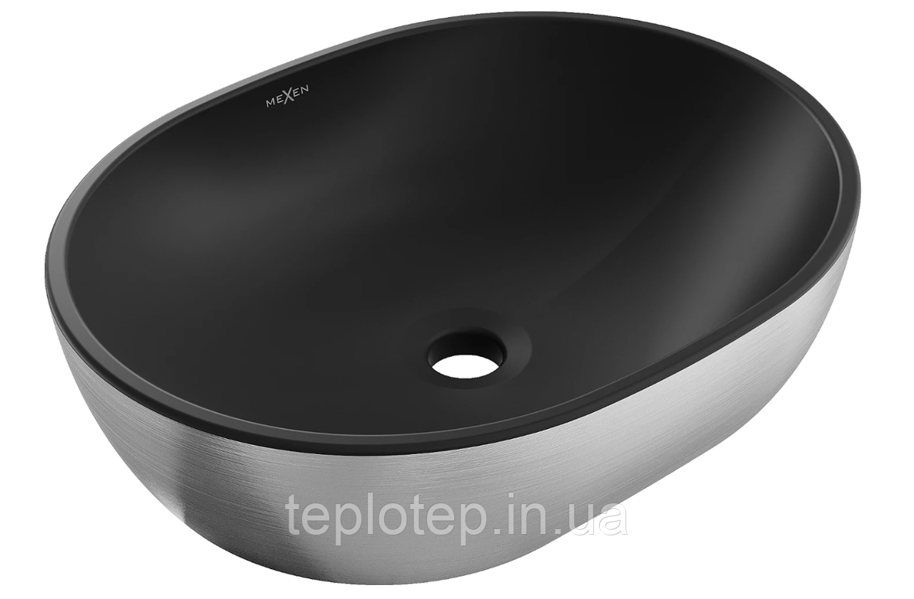 Умивальник (раковина) MEXEN VIKI SILVER BRUSHED BLACK MATT накладний