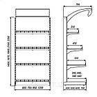 Стелаж для насіння 1600*950 мм, приставний металевий торговий стелаж, стелаж з перфорованими панелями пристінний Рістел, фото 10