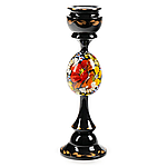 Свічник для столової свічки ручної роботи в техніці Петриківський розпис Сапфір СК-03 мал. 131