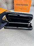 Гаманець чоловічий чорний Louis Vuitton Zippy XL Damier Infini гаманець на блискавці якість преміум, фото 5