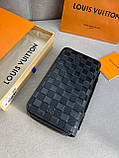 Гаманець чоловічий чорний Louis Vuitton Zippy XL Damier Infini гаманець на блискавці якість преміум, фото 6