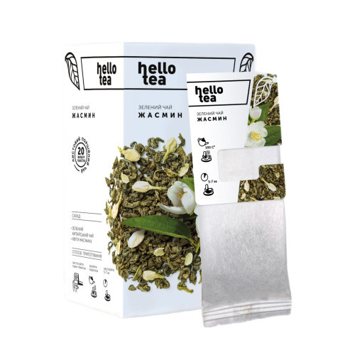Зелений чай Hello tea "Жасмин" фільтр-пак 20 шт, фото 1