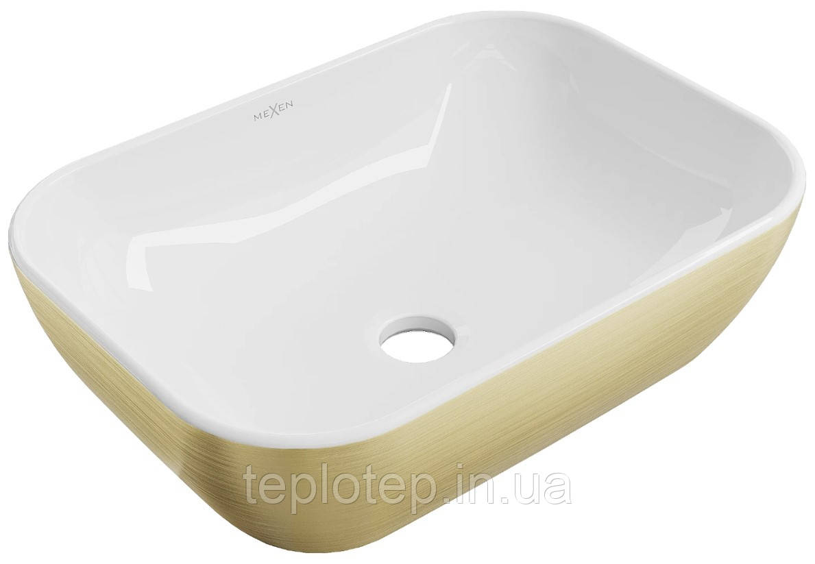 Умивальник (раковина) MEXEN RITA BRUSHED GOLD WHITE накладний