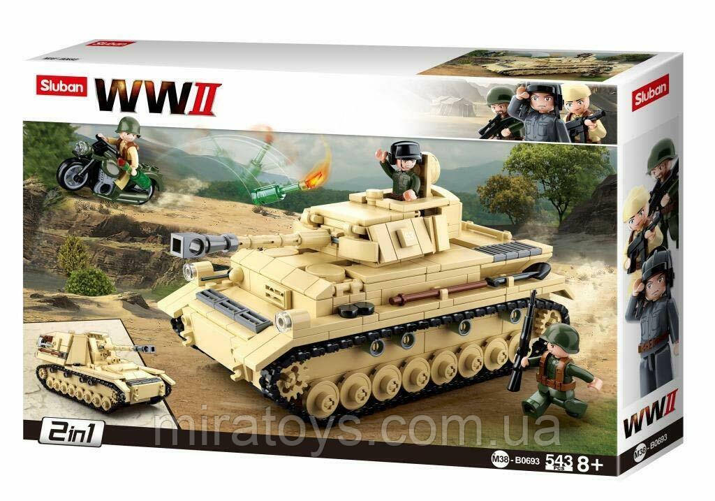 Конструктор Sluban M38-B0693 "Німецький середній танк Panzer IV 2в1" 543 деталей